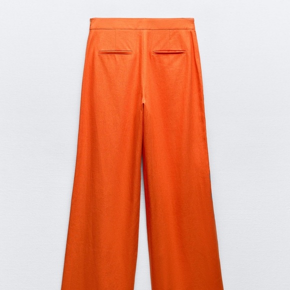 NWOT RARE Zara Bright Orange Straight Leg Pants Size XS - Picture 1 of 11
